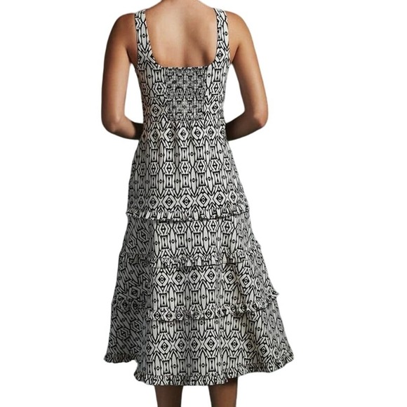 NWT ANTHROPOLOGIE The Blythe Square-Neck Tiered Dress Smocked Ruffles - Medium - Picture 2 of 7